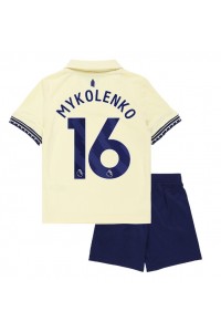 Everton Vitaliy Mykolenko #16 Jalkapallovaatteet Lasten Vieraspeliasu 2025-26 Lyhythihainen (+ Lyhyet housut)